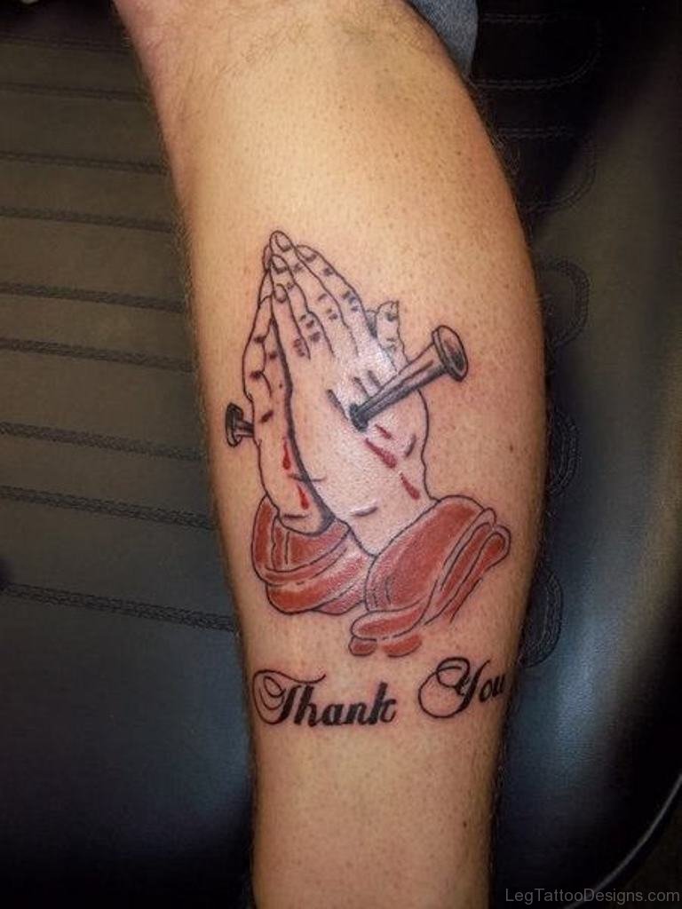 34 Mind Blowing Praying Hands Tattoos On Leg