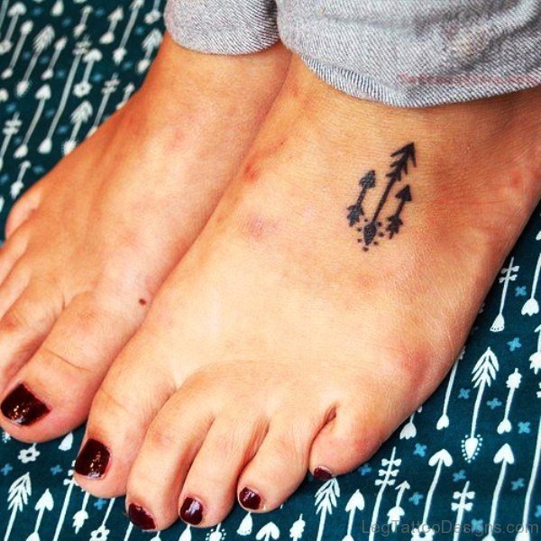 3 Little Arrows Tattoos On Foot