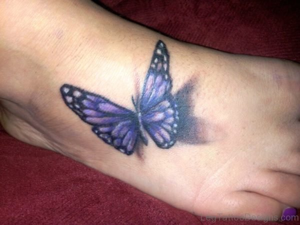 3D Purple Tattoo On Foot