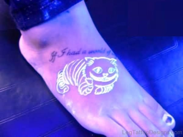 3d Cat Tattoo On Foot