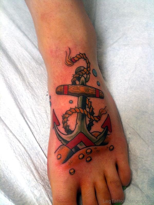 Adorable Anchor Tattoo On Foot