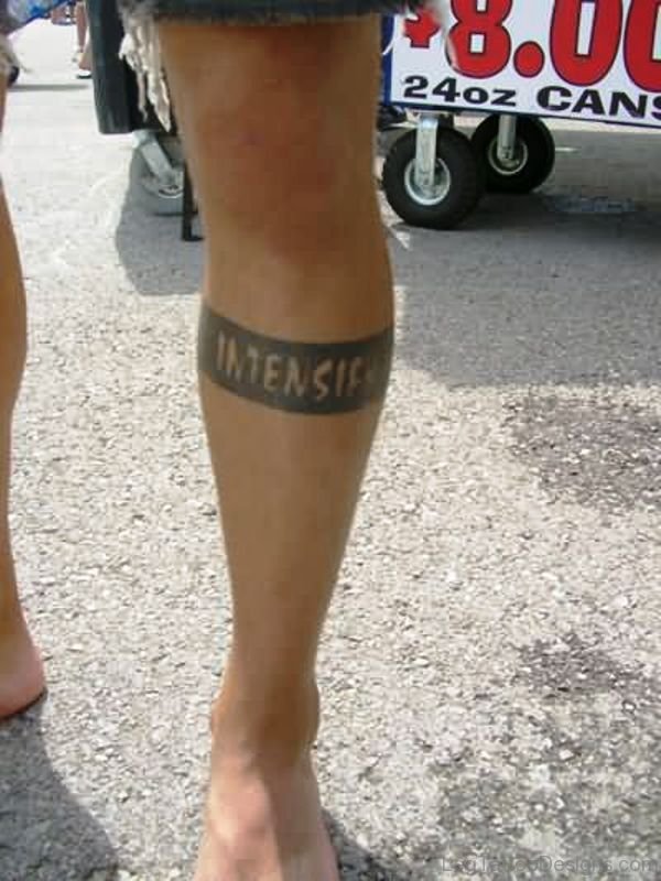Adorable Band Tattoo On Leg
