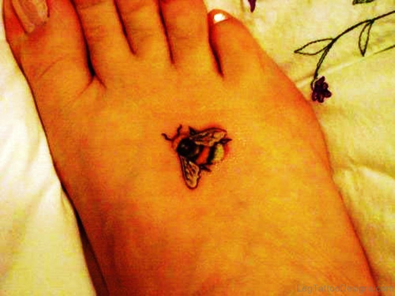 Adorable Bee Tattoo On Foot 1