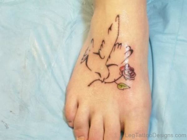 Adorable Bird Tattoo On Foot