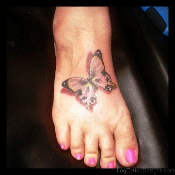 Adorable Butterfly Tattoo Design On Foot