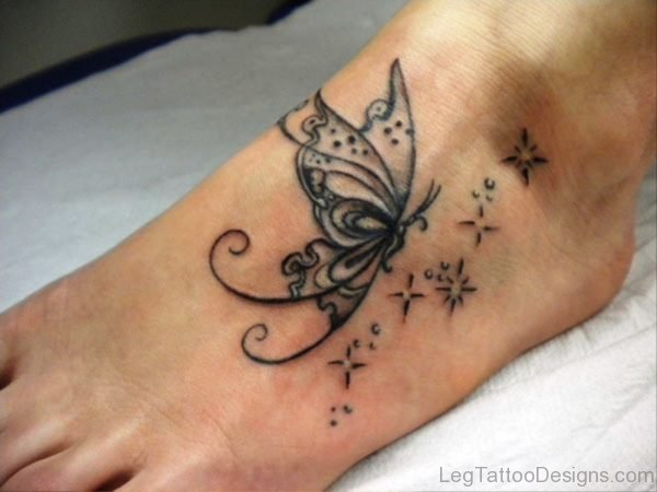 Adorable Butterfly Tattoo On Foot