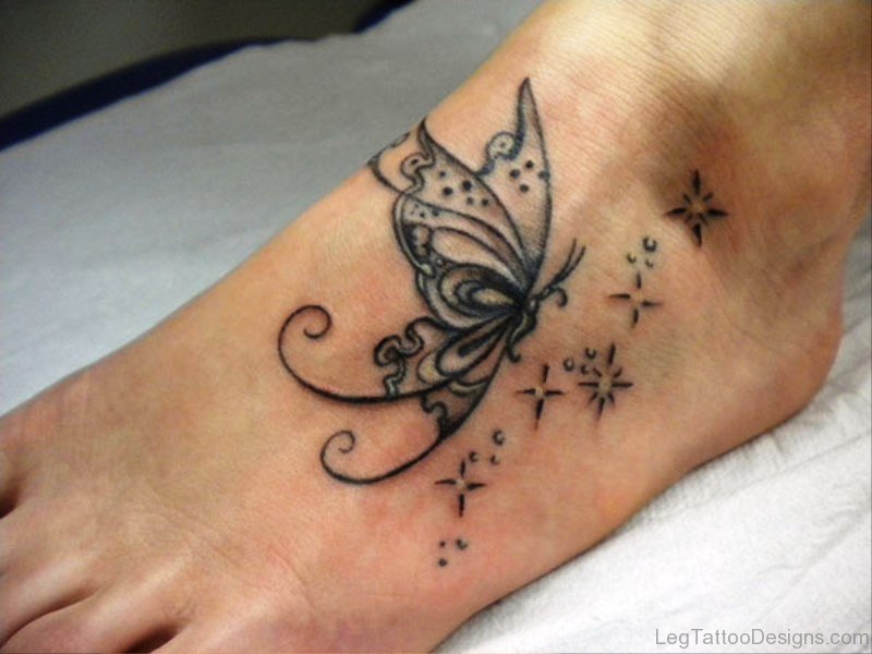 90 Cute Butterfly Tattoos On Foot.