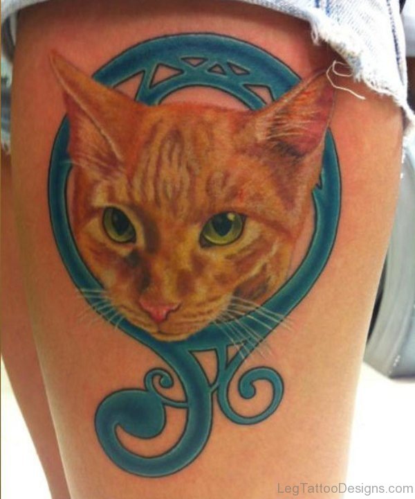 71 Cute Cat Tattoos On Thigh