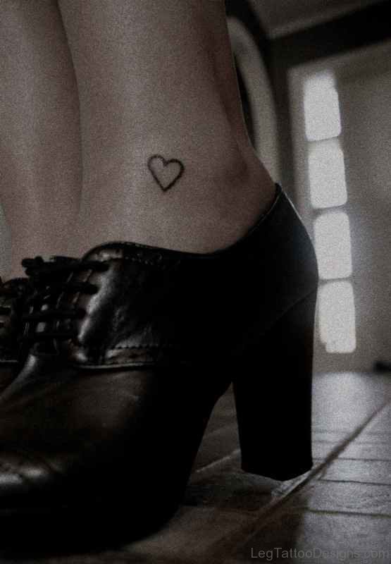 Adorable Heart Tattoo On Ankle