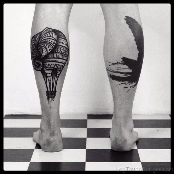 Air Balloon Tattoo On Calf