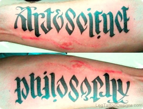 Amazing Ambigram Philosophy Lettering Tattoo