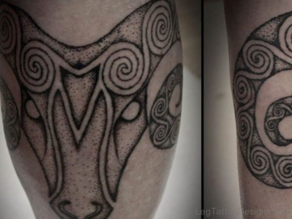 Amazing Aries Thigh Tattoo