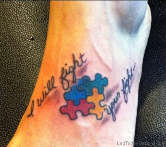 Amazing Autism Tattoo On Foot