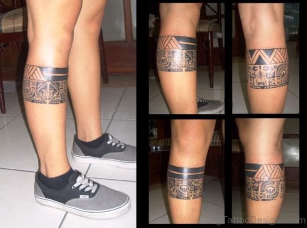 Amazing Band Tattoo On Leg