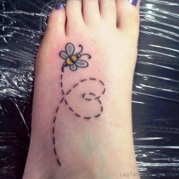 Amazing Bee Tattoo On Foot 1