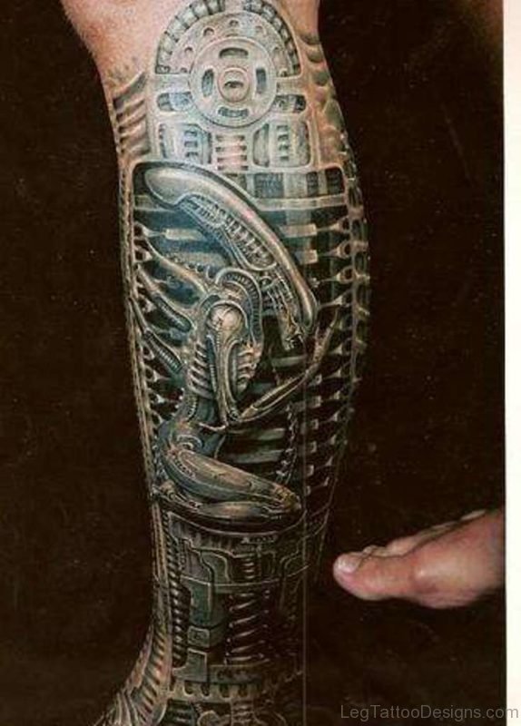 Amazing Biomechanical Tattoo