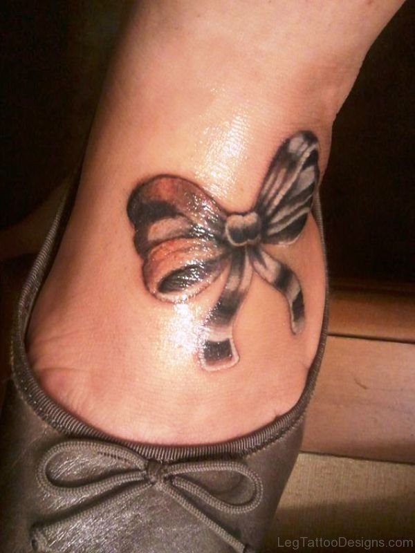 Amazing Bow Tattoo On Foot