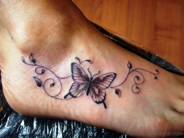 Amazing Butterfly Tattoo On Foot