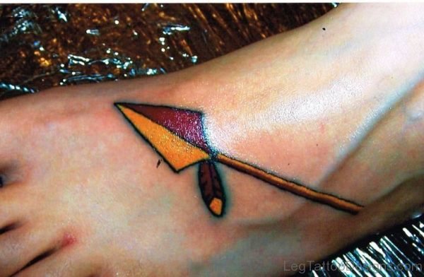 Amazing Colorful Arrow Tattoo On Foot