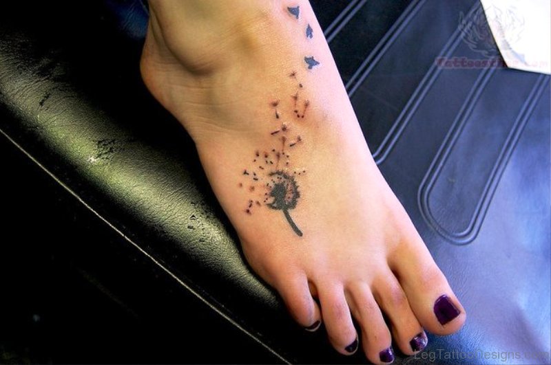 Amazing Dandelion Tattoo On Foot