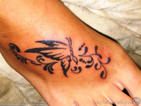 Amazing Design Butterfly Tattoo On Foot