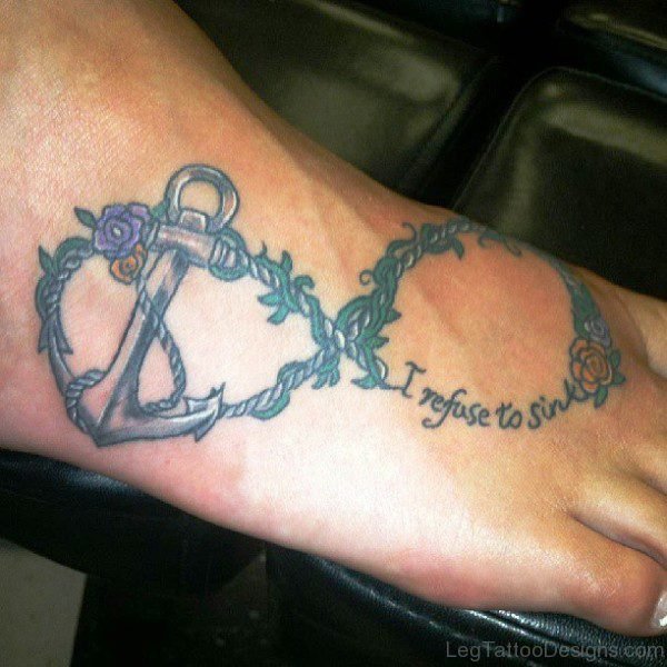 Amazing Designing Anchor Tattoo On Foot