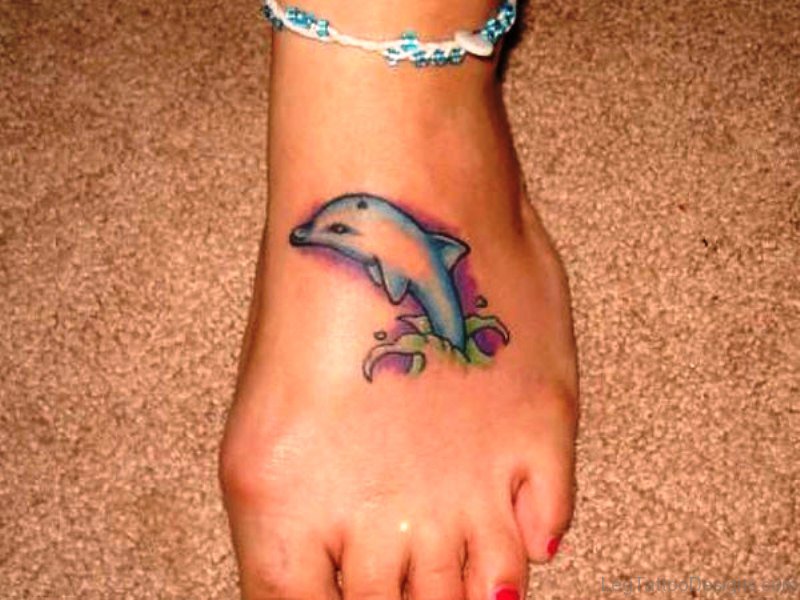 Amazing Dolphin Tattoo On Foot