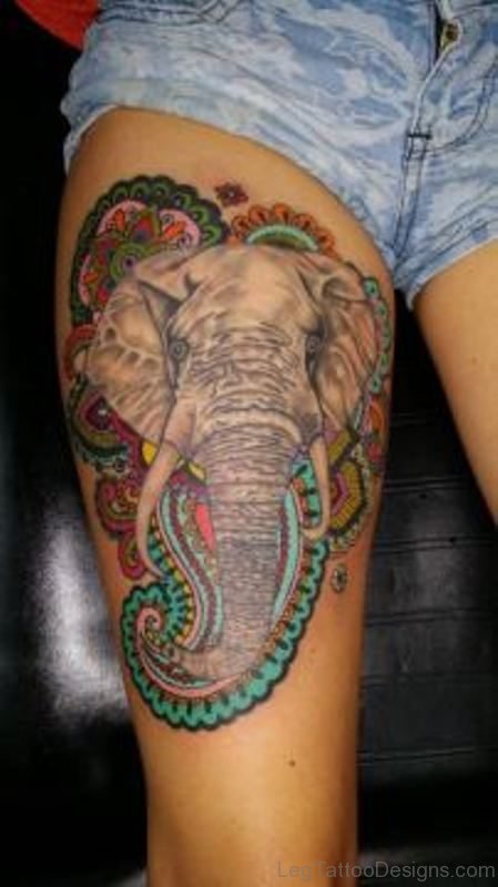 62 Classy Elephant Tattoos On Thigh