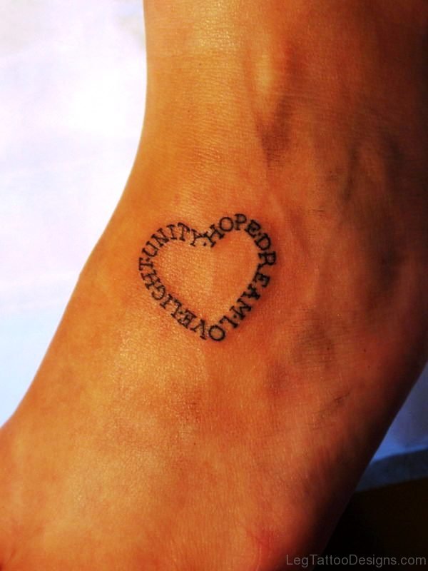 Amazing Heart Tattoo On Foot