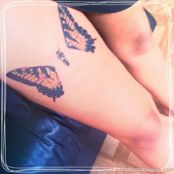 Amazing New Butterfly Tattoo On Thigh