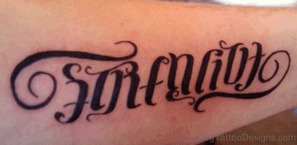 Ambigram Tattoo Design On Leg