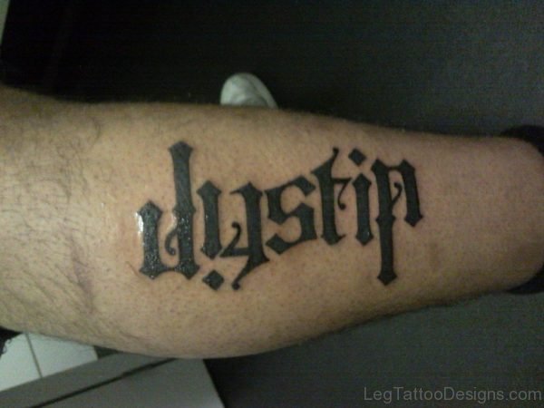 Ambigram Tattoo Design On Leg