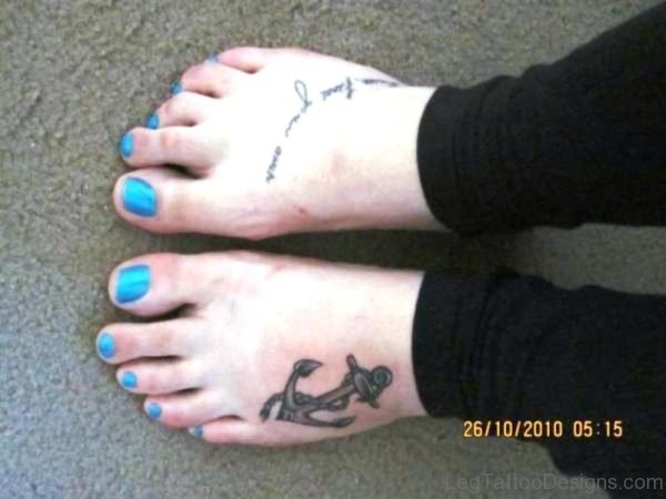 Anchor Tattoo On Left Foot