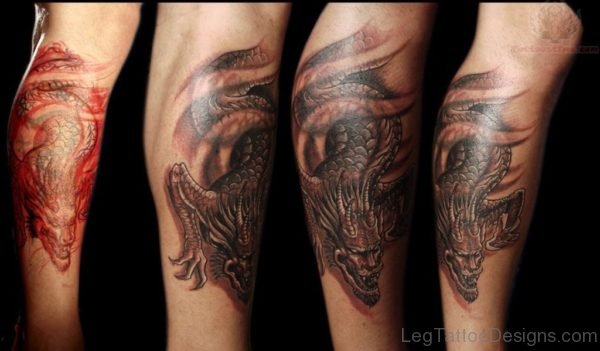 Asian Dragon Tattoo On Leg