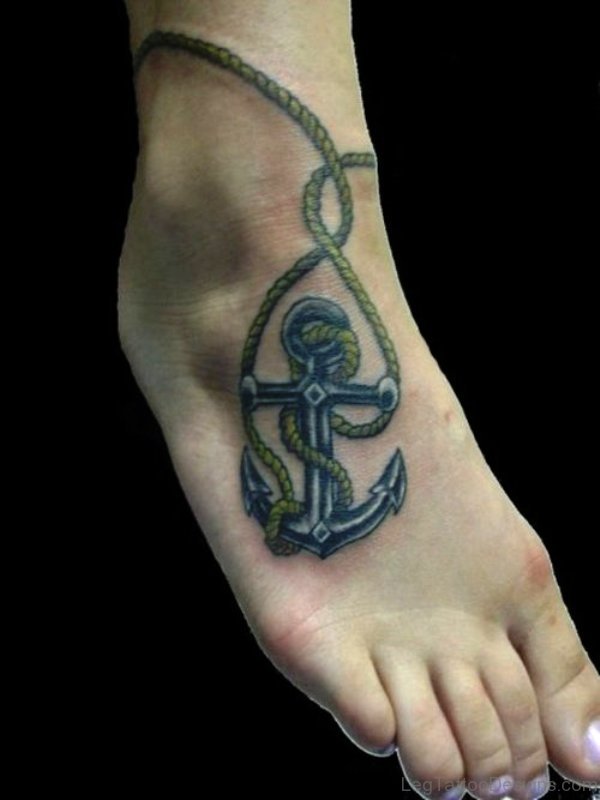 Attractive Anchor Tattoo On Foot