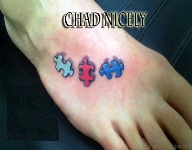 Attractive Autism Tattoo On Foot