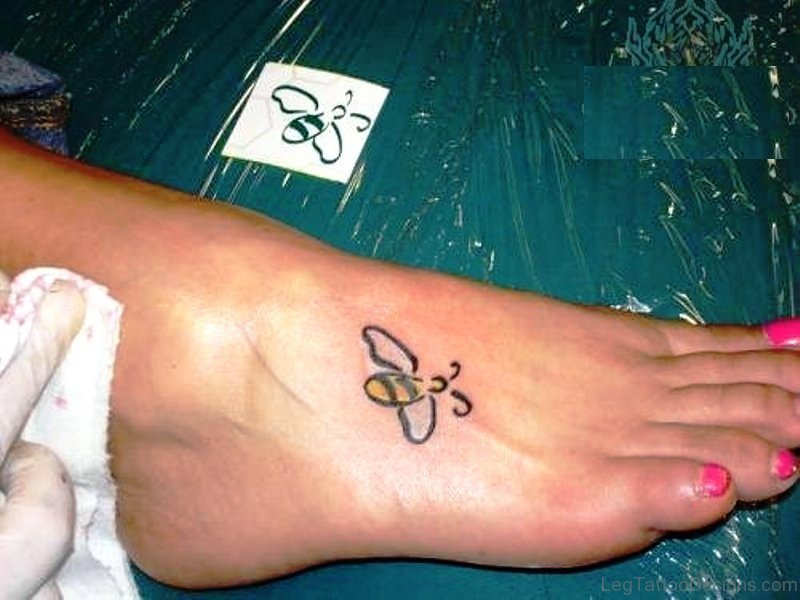 Attractive Bee Tattoo On Foot 1