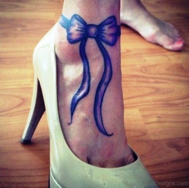 Attractive Bow Tattoo On Foot