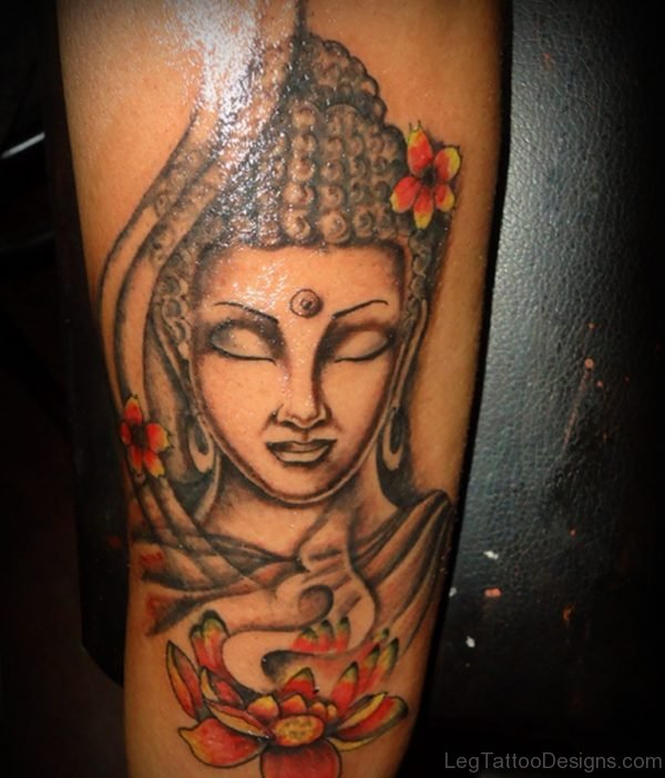 Attractive Buddha Tattoo On Leg