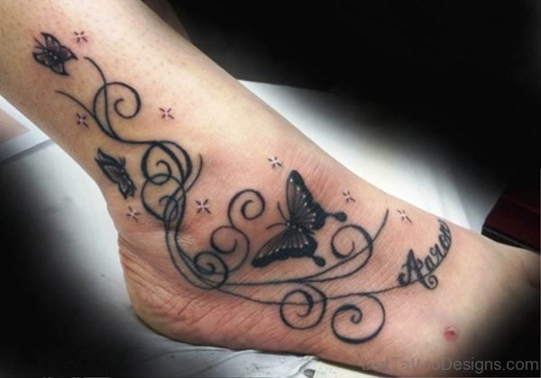 Attractive Butterfly Tattoo On Foot