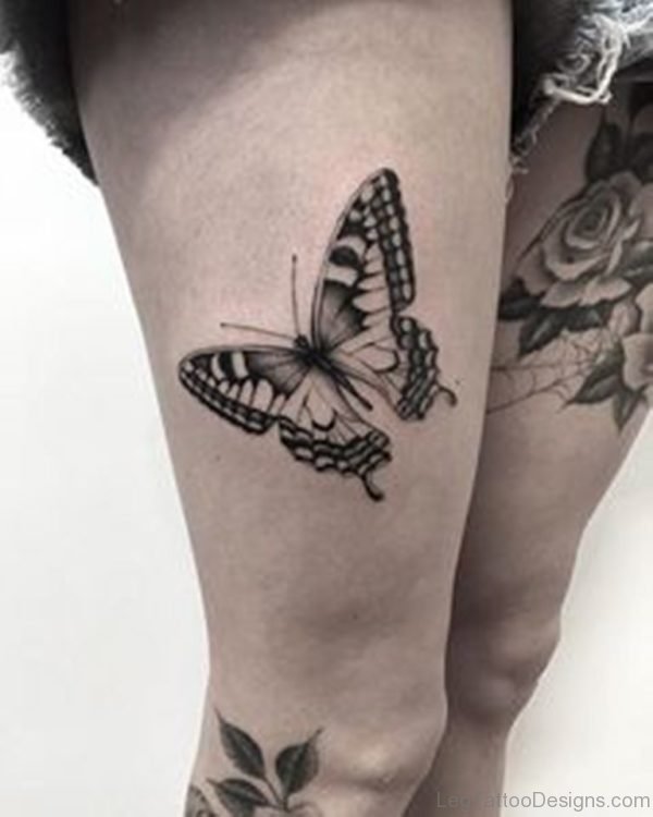 Attractive Butterfly Tattoo On Thigh