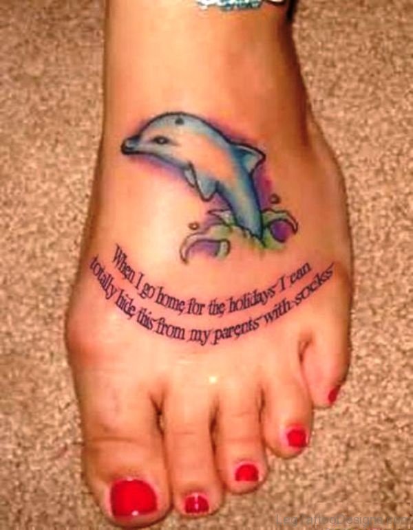Attractive Dolphin Tattoo On Foot