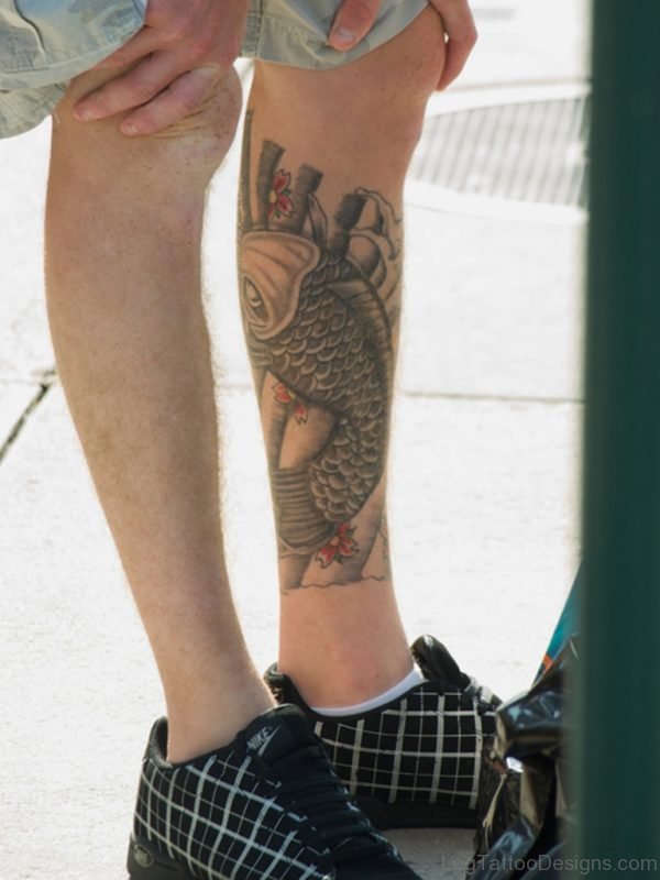 Attractive Fish Tattoo On Leg