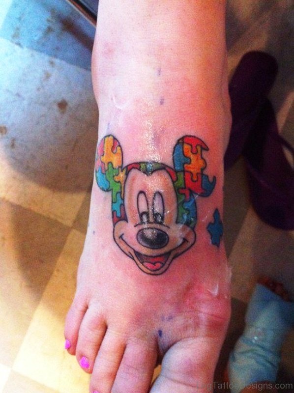 Autism Mickey Mouse Tattoo Design