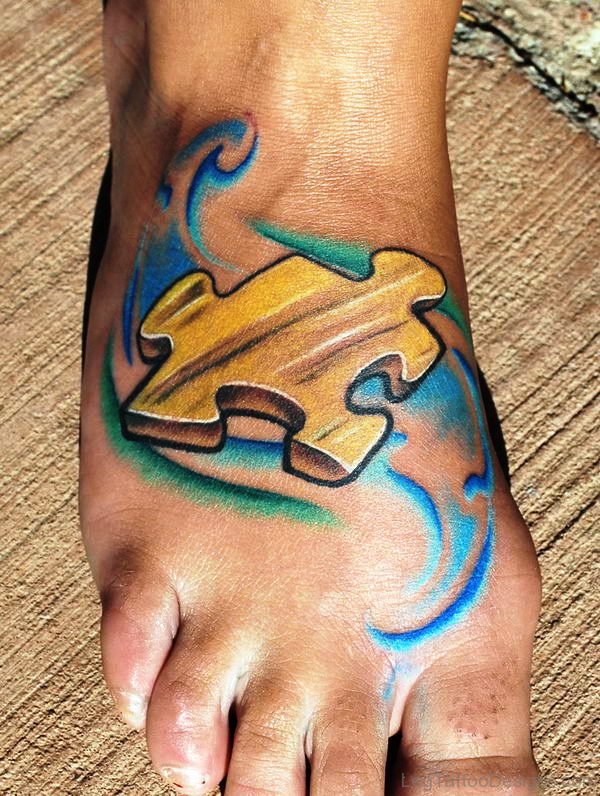 Autism Piece Tattoo On Foot