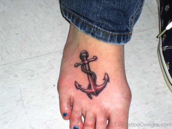 Awesome Anchor Tattoo On Foot