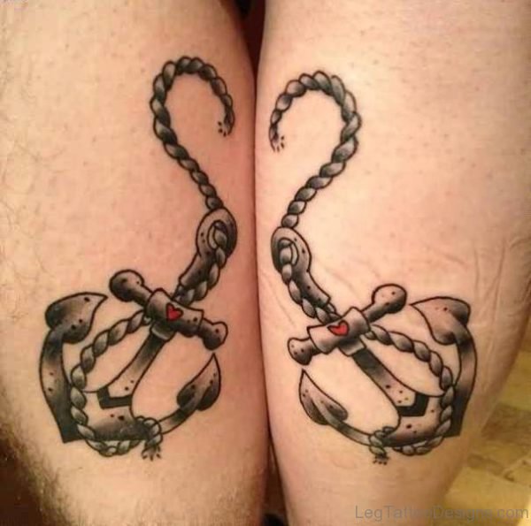 Awesome Anchor Tattoo On Thigh 