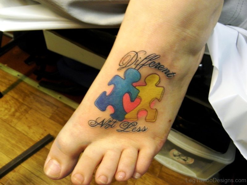 Awesome Autism Tattoo On Foot