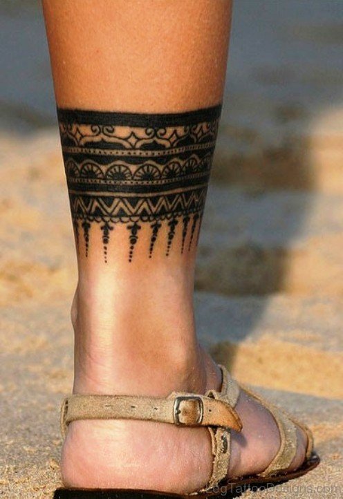 Awesome Band Tattoo On Leg