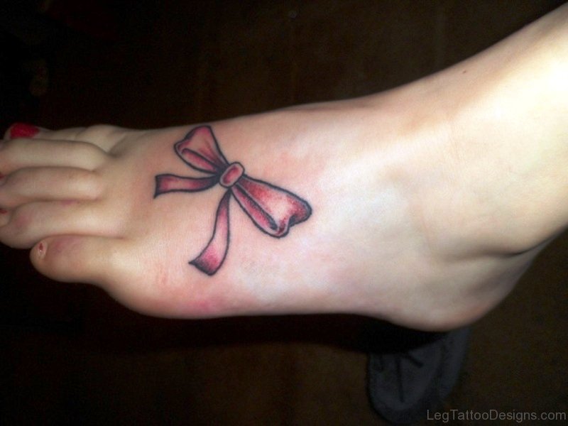 Awesome Bow Tattoo On Foot